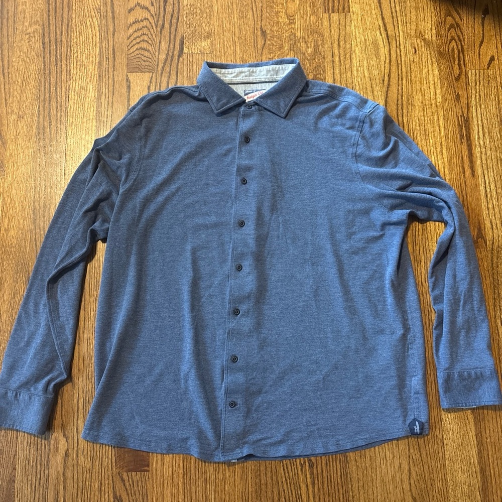 Johnnie-O Jeffrey Knit Wake Blue Button Down Shirt